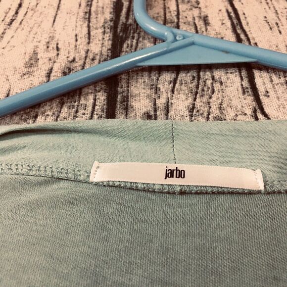 Jarbo Womens Thin Peru Cardigan Sweater Size M 38 Teal Blue Green‎ Tiered Ruched - Picture 11 of 12